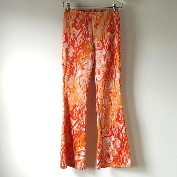 Zara Pants - Zara Knit Tie-Dyed Flare Knit Jacquard Pants Stretch Orange Size Medium